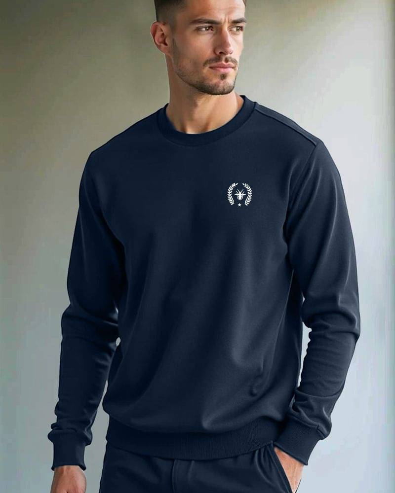     			Fast Colors Cotton Blend Fleece Round Neck Men's Sweatshirt - Dark Blue ( Pack of 1 )