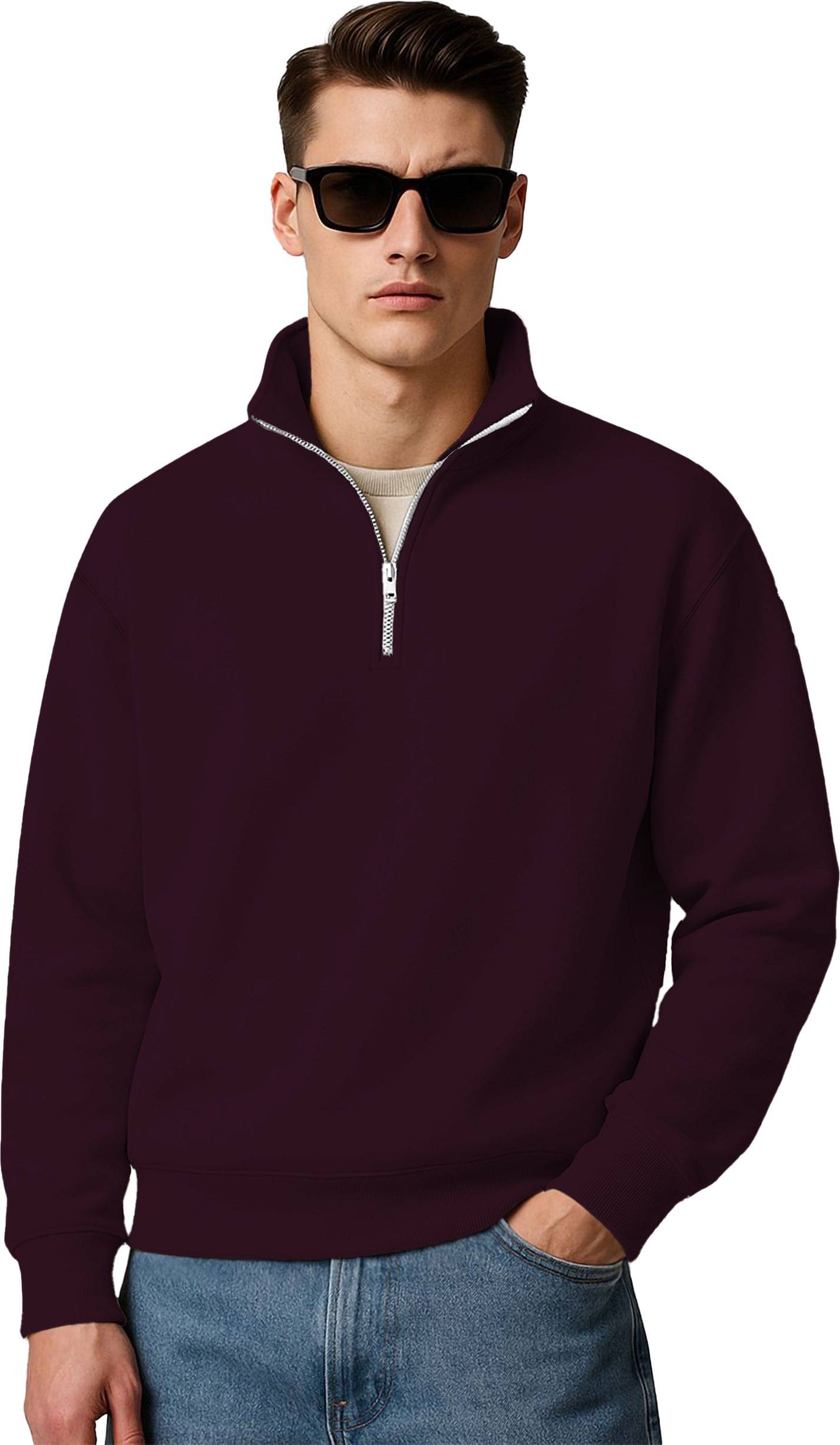 Hoodler Fleece Polo Collar Men's Sweatshirt - Maroon ( Pack of 1 ) Hoodler Fleece Polo Collar Men's Sweatshirt - Maroon ( Pack of 1 )