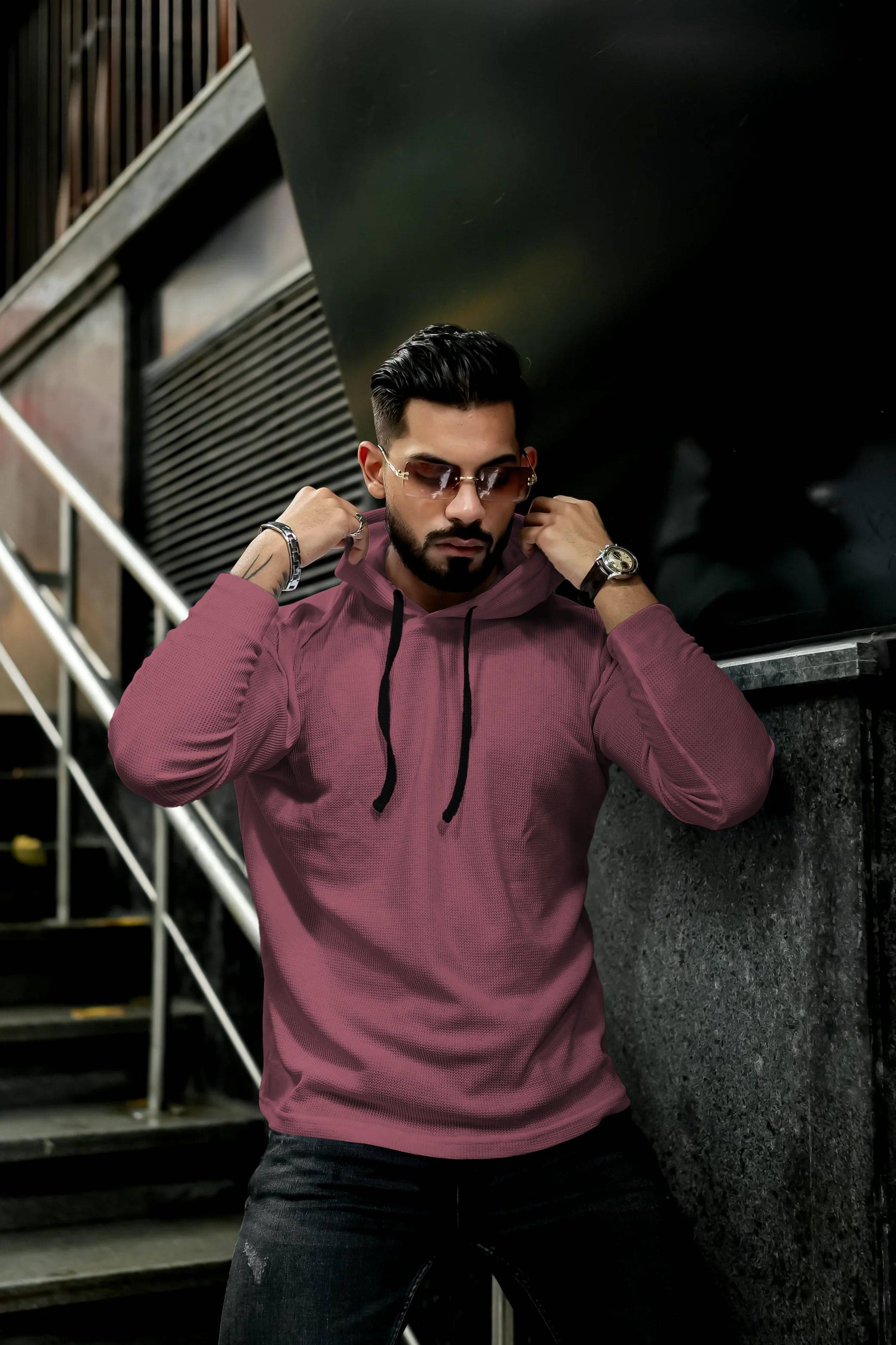     			Hoodler Men Cotton Blend Regular Fit Solid T-Shirt ( Pink )