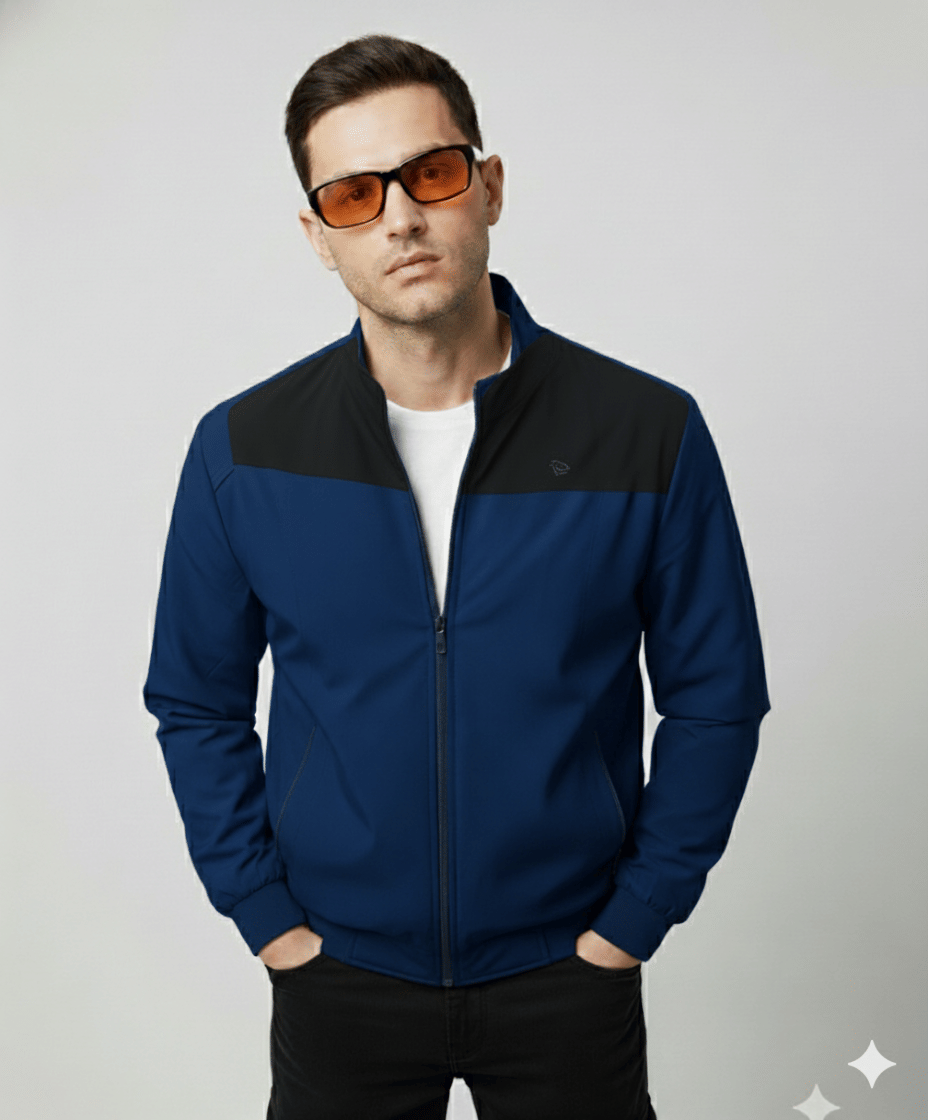 LOVE LONDON Polyester Men's Biker Jacket - Blue ( Pack of 1 ) LOVE LONDON Polyester Men's Biker Jacket - Blue ( Pack of 1 )