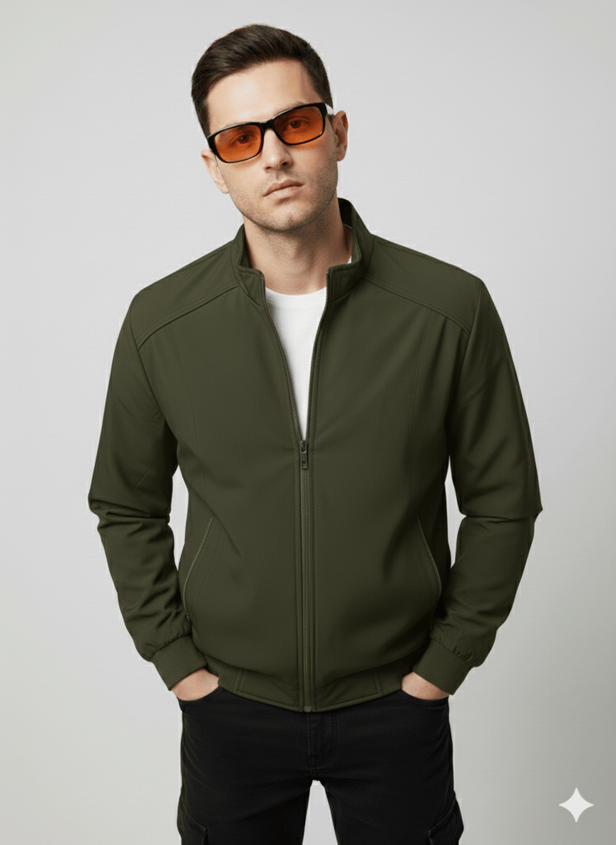 LOVE LONDON Polyester Men's Biker Jacket - Dark Green ( Pack of 1 ) LOVE LONDON Polyester Men's Biker Jacket - Dark Green ( Pack of 1 )