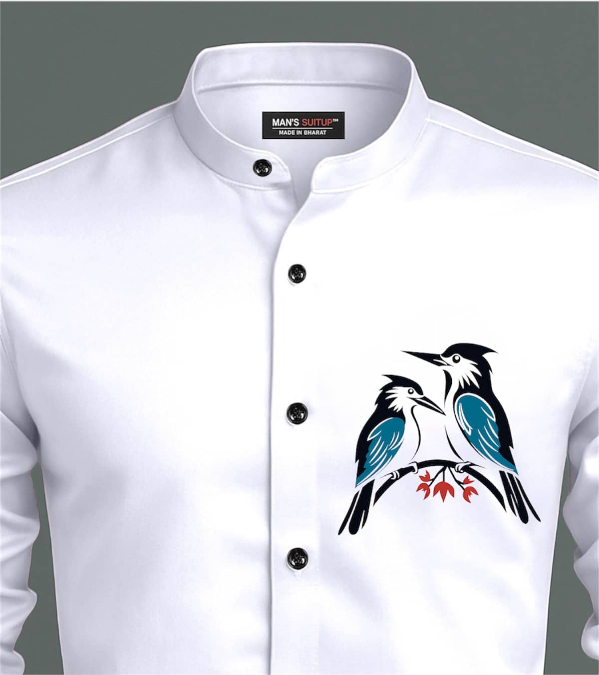 MAN'S SUITUP Satin Regular Fit Printed Full Sleeves Men's Casual Shirt - White ( Pack of 1 )