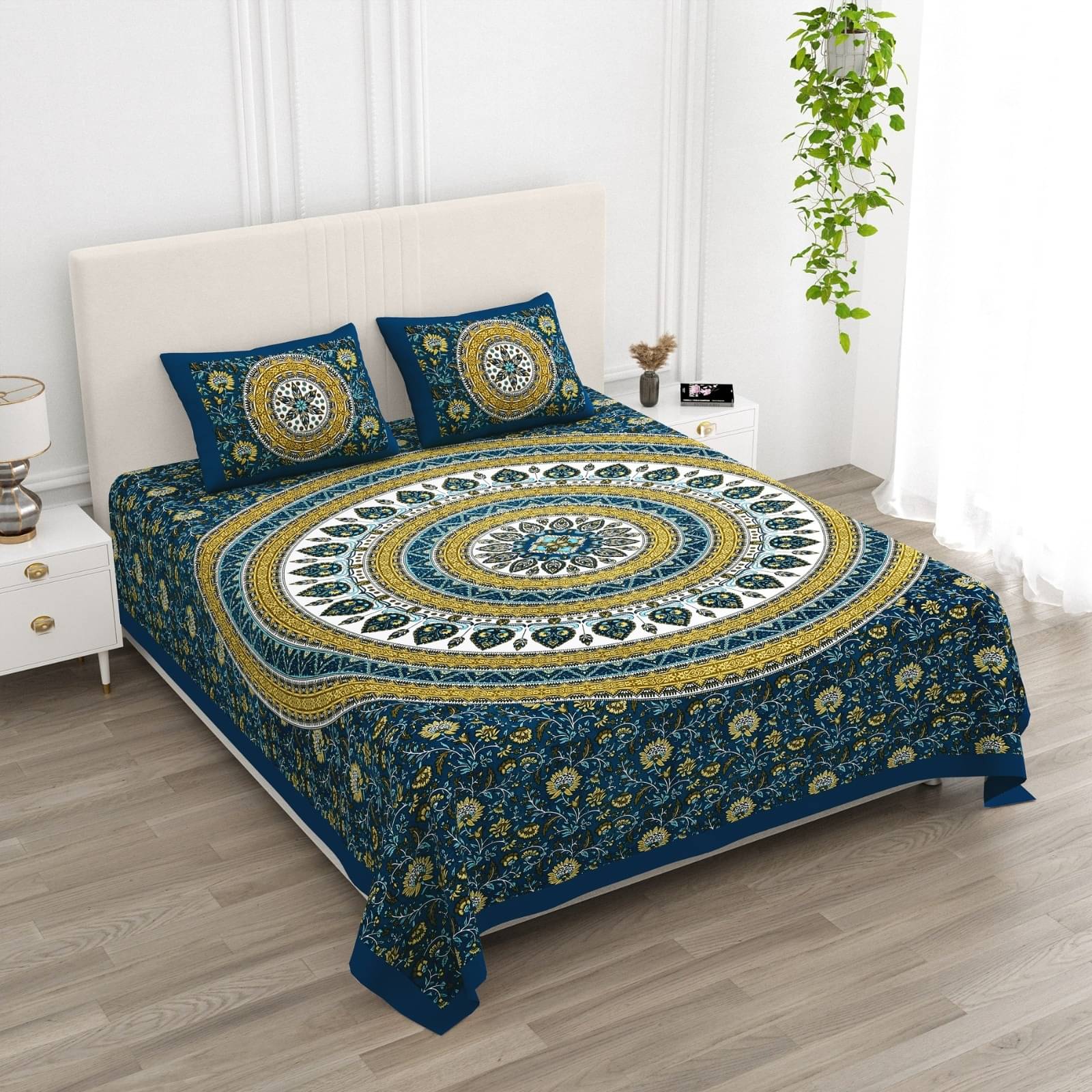     			Pure Loom Multicolor Cotton 1 Double King Bedsheet with 2 Pillow Covers ( , 275 cm x 230 cm )