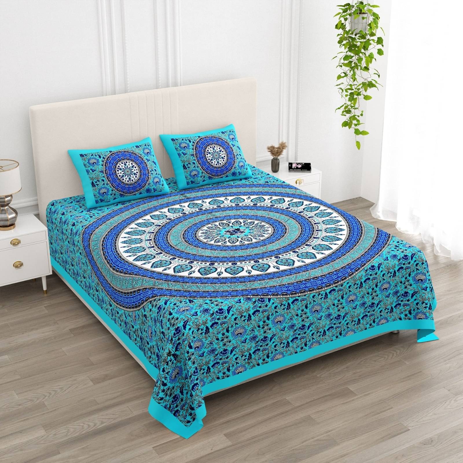     			Pure Loom Multicolor Cotton 1 Double King Bedsheet with 2 Pillow Covers ( , 275 cm x 230 cm )