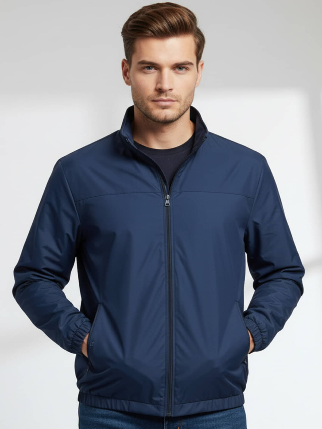 TIMBER HITCH Polyester Men's Windcheater Jacket - Navy ( Pack of 1 ) TIMBER HITCH Polyester Men's Windcheater Jacket - Navy ( Pack of 1 )