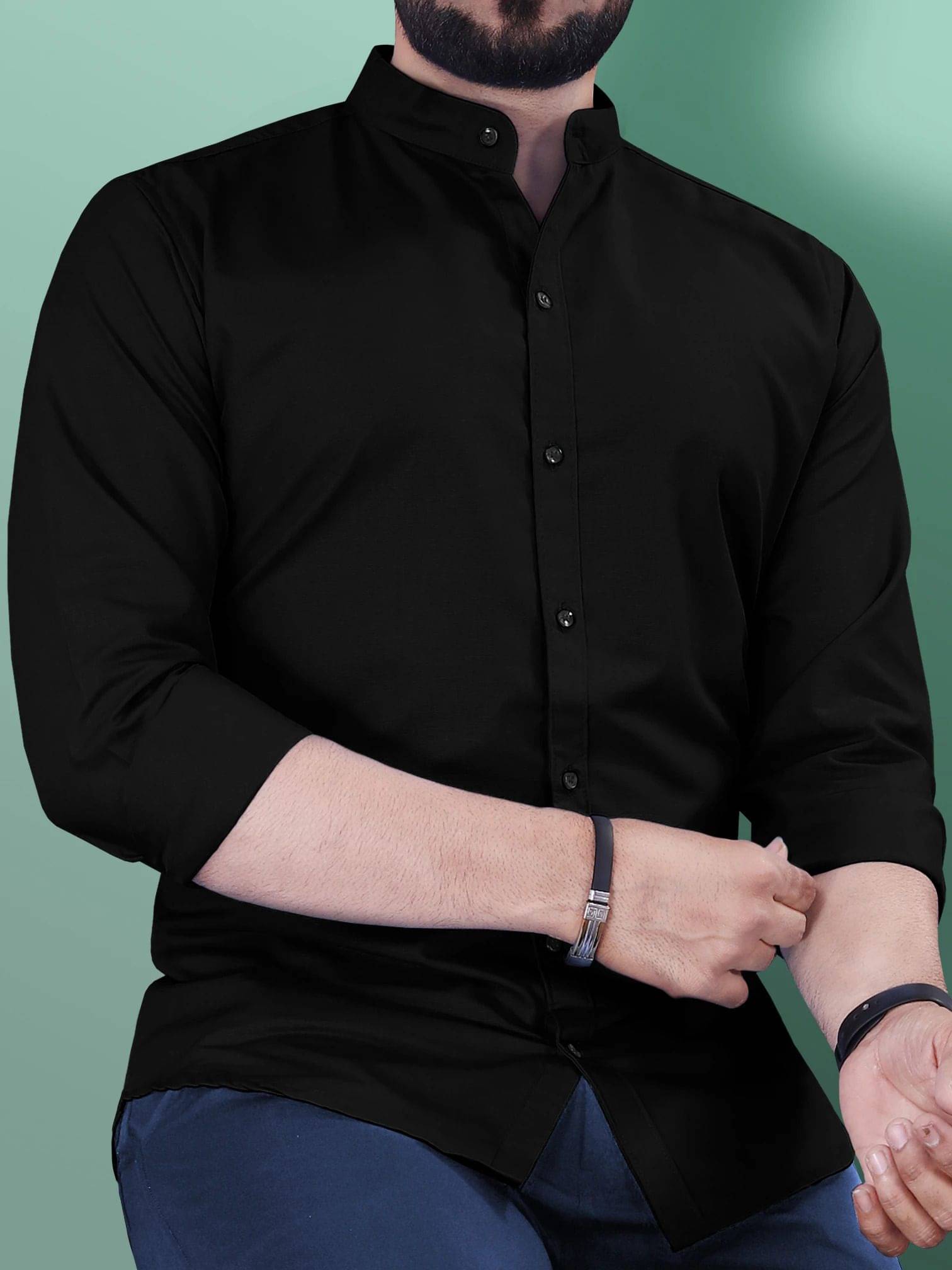     			VN creation Cotton Blend Regular Fit Solids Full Sleeves Men's Casual Shirt - Black ( Pack of 1 )