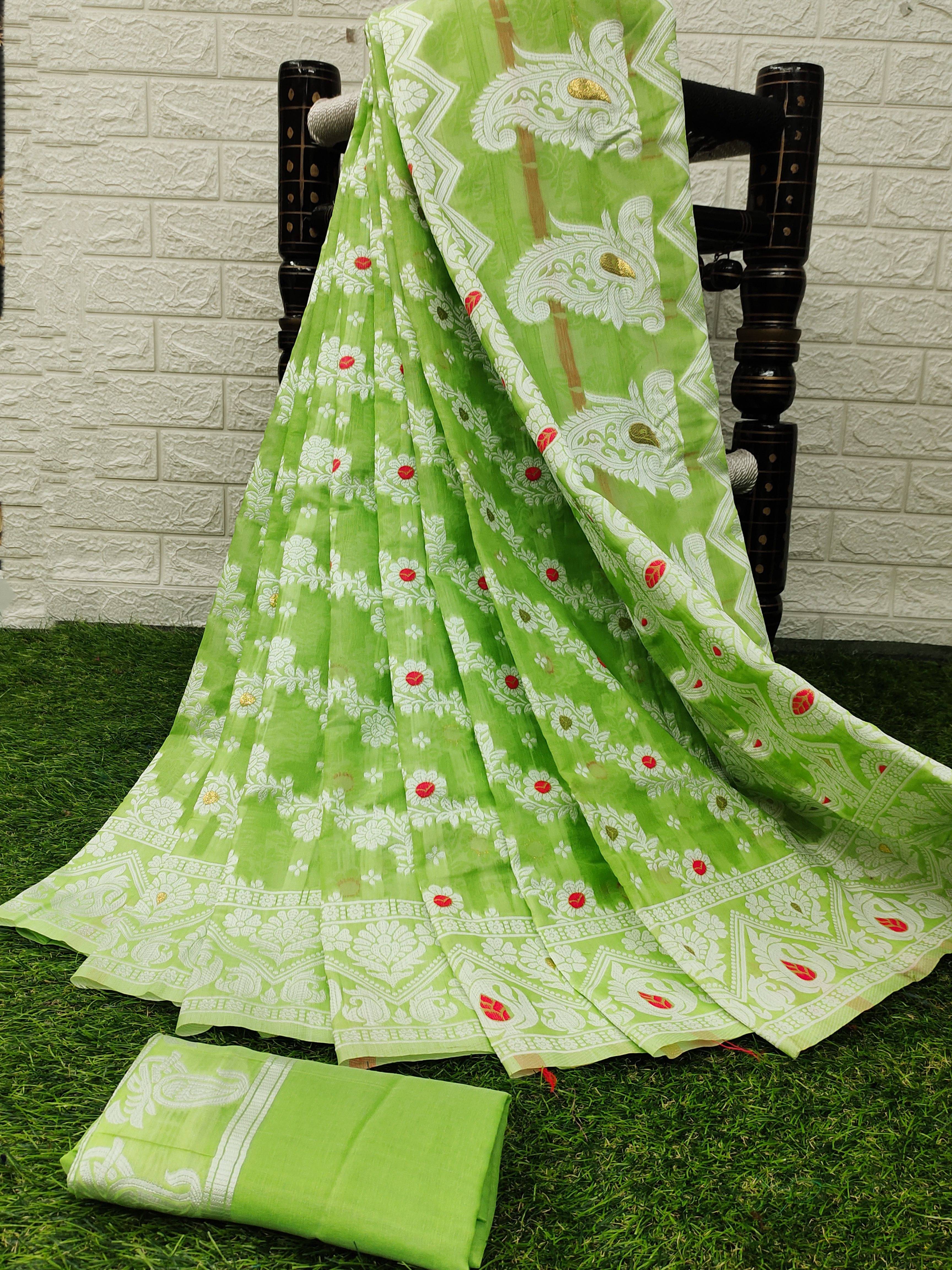dravya womens Cotton Blend Woven Banarasi saree With Unstitched Blouse Piece ( Light Green ) dravya womens Cotton Blend Woven Banarasi saree With Unstitched Blouse Piece ( Light Green )