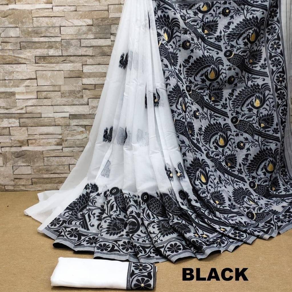 dravya womens Cotton Blend Woven Banarasi saree With Unstitched Blouse Piece ( Black ) dravya womens Cotton Blend Woven Banarasi saree With Unstitched Blouse Piece ( Black )