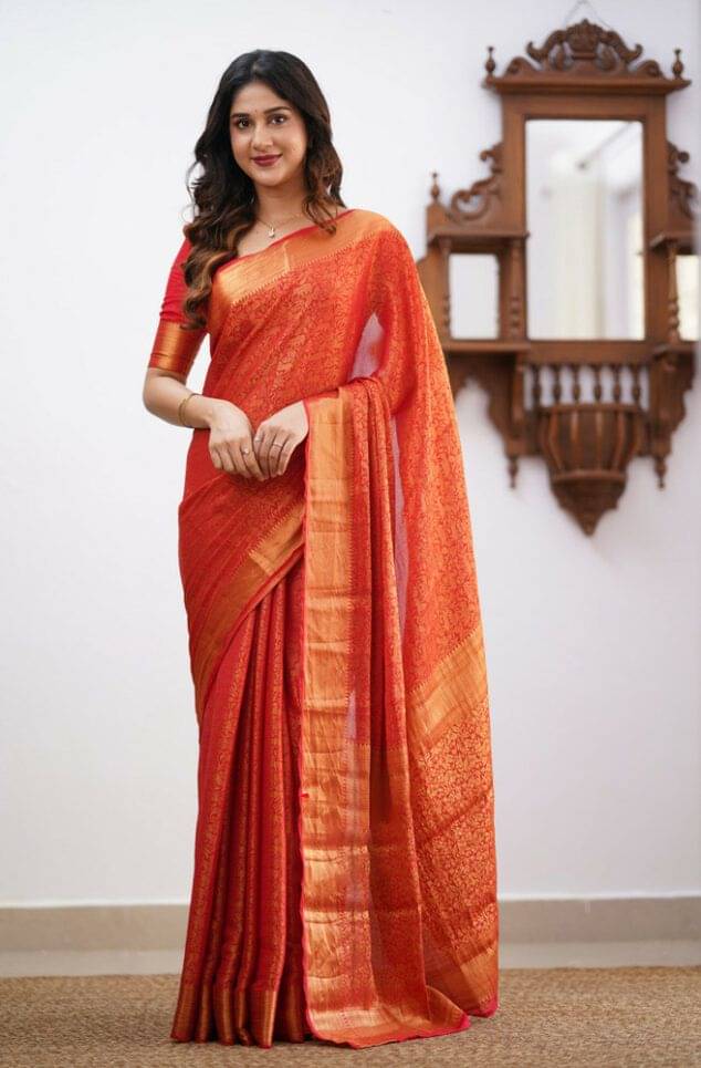 dravya womens Jacquard Printed Banarasi saree With Unstitched Blouse Piece ( Red ) dravya womens Jacquard Printed Banarasi saree With Unstitched Blouse Piece ( Red )