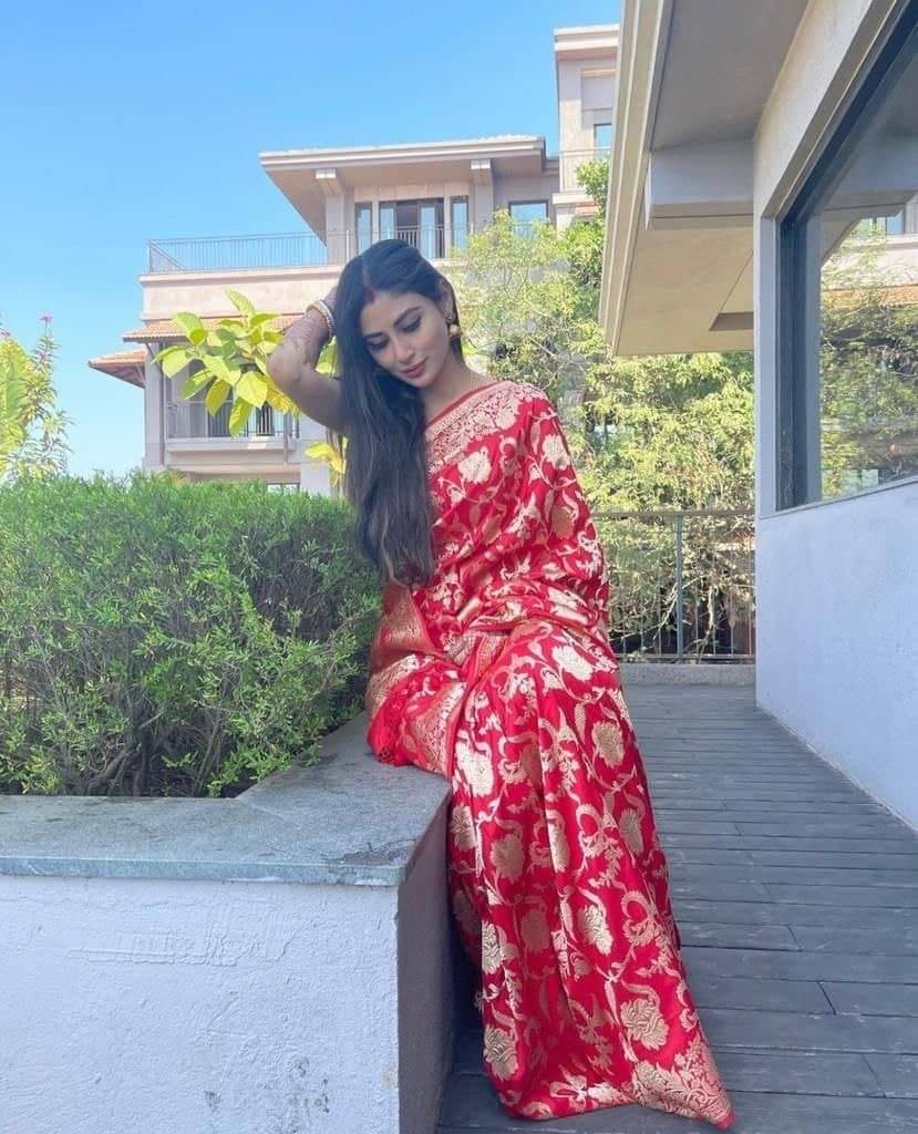 dravya womens Jacquard Printed Banarasi saree With Unstitched Blouse Piece ( Red ) dravya womens Jacquard Printed Banarasi saree With Unstitched Blouse Piece ( Red )