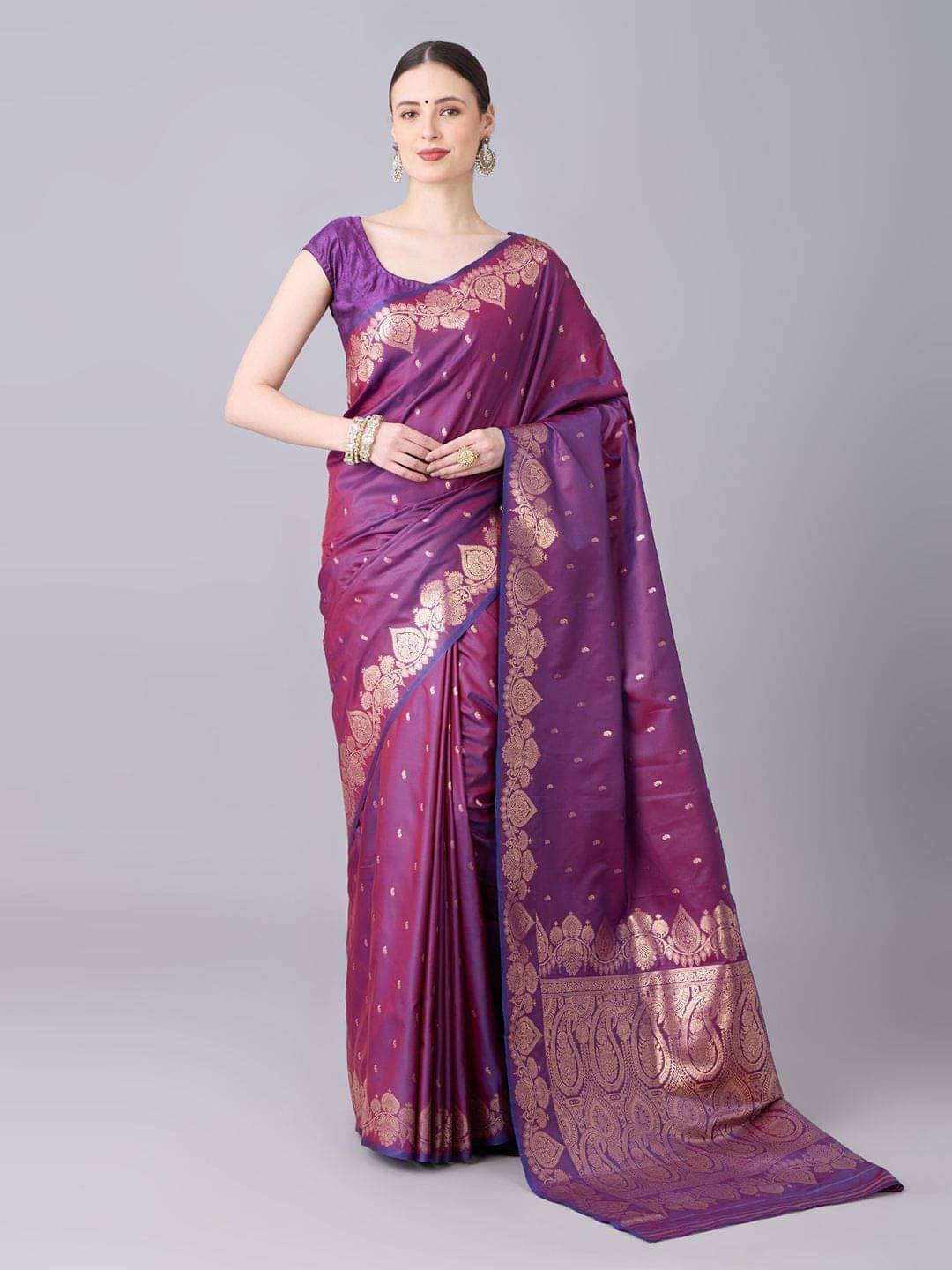 dravya womens Jacquard Woven Banarasi saree With Unstitched Blouse Piece ( Purple ) dravya womens Jacquard Woven Banarasi saree With Unstitched Blouse Piece ( Purple )