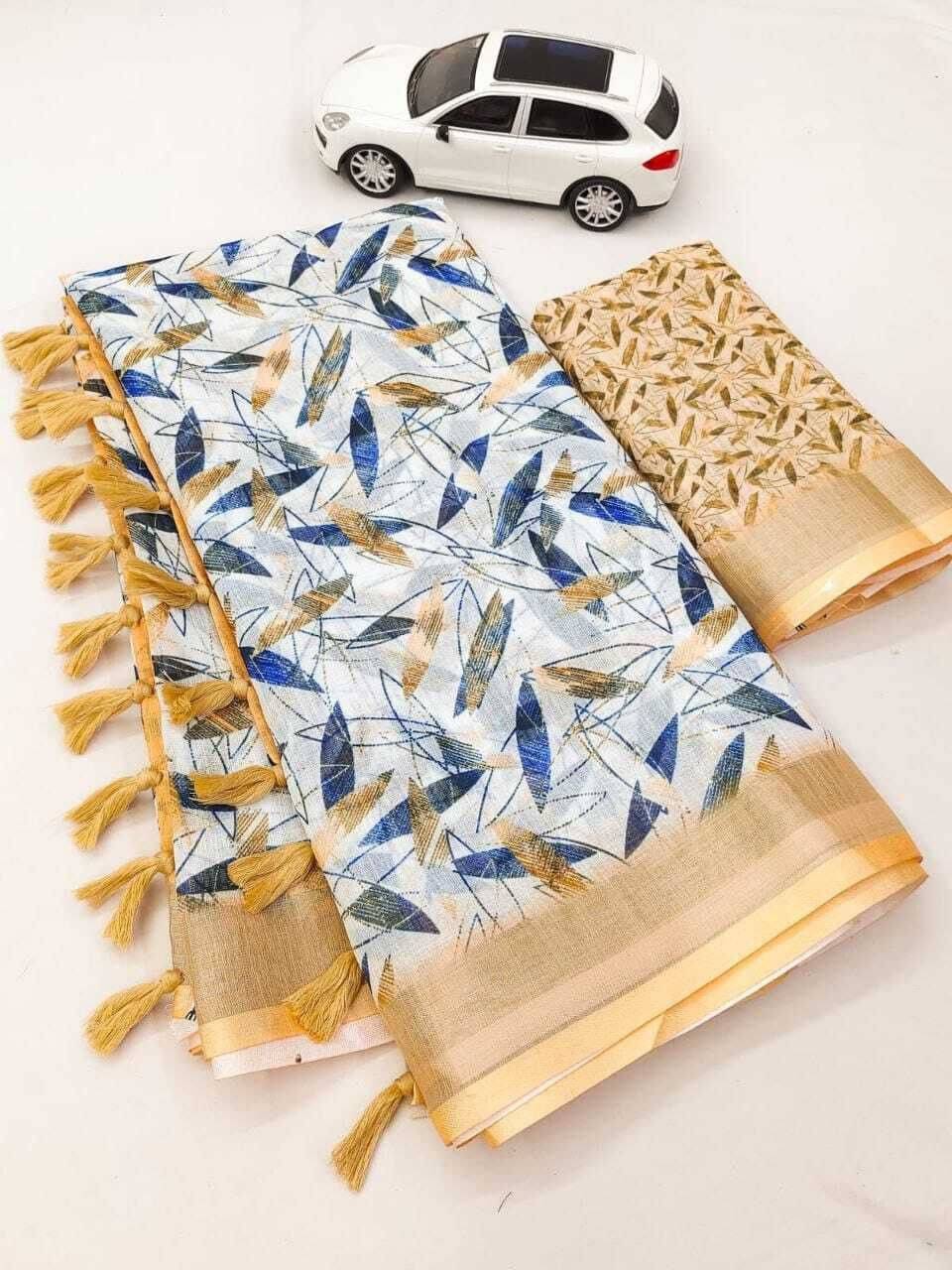 dravya womens Linen Printed Banarasi saree With Unstitched Blouse Piece ( Yellow ) dravya womens Linen Printed Banarasi saree With Unstitched Blouse Piece ( Yellow )