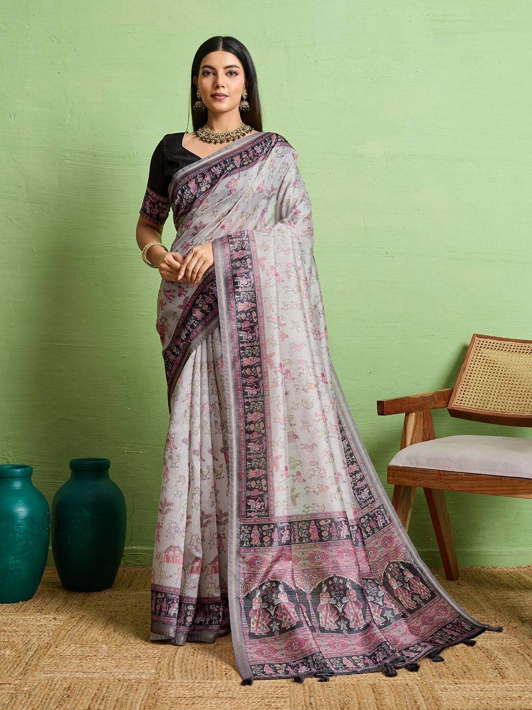dravya womens Silk Blend Embellished Banarasi saree With Unstitched Blouse Piece ( Grey ) dravya womens Silk Blend Embellished Banarasi saree With Unstitched Blouse Piece ( Grey )