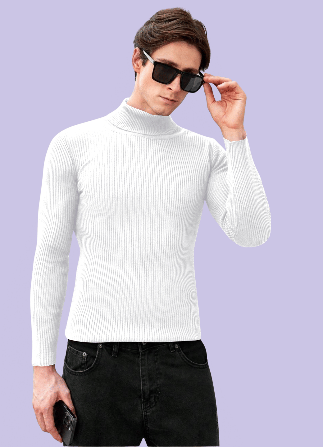     			jackbuzz Woollen Blend High Neck Men's Full Sleeves Pullover Sweater - White ( Pack of 1 )