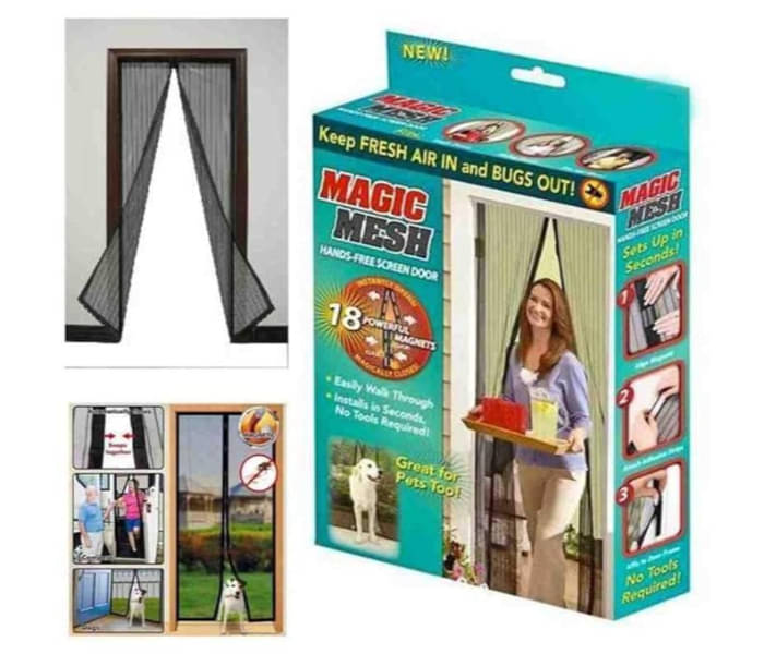     			right traders Magic Mesh Magnetic Mosquito Screen Door Net Curtain with Magnets Polyester Curtain Back Door Mesh with Full Frame Hook & Loop Auto-Closing Fly Mesh Insect Mosquito Nets (190x100 CM)