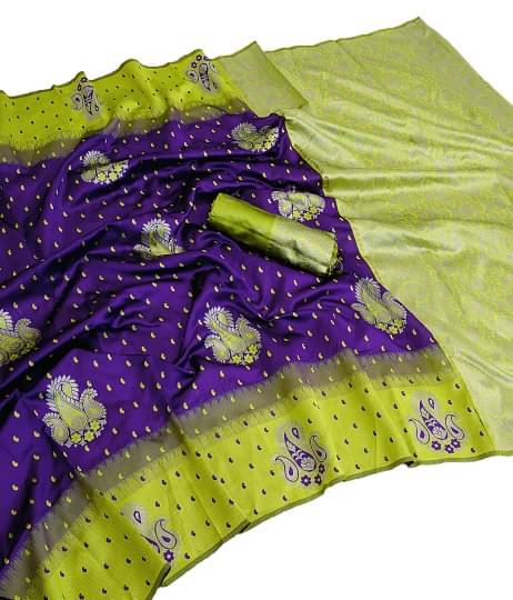 AURA SILK Silk Blend Woven Design Pochampally Ikkat Saree With Unstitched Blouse Piece ( Purple ) AURA SILK Silk Blend Woven Design Pochampally Ikkat Saree With Unstitched Blouse Piece ( Purple )