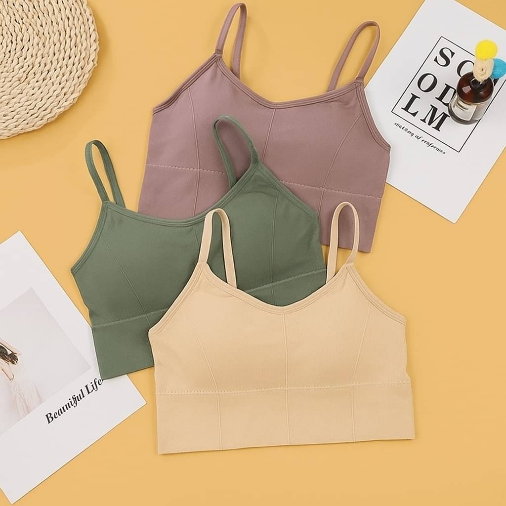 Kamini Pack of 3 Cotton Blend Lightly Padded Sports Bra For Women ( Multicolor 7 ) Kamini Pack of 3 Cotton Blend Lightly Padded Sports Bra For Women ( Multicolor 7 )