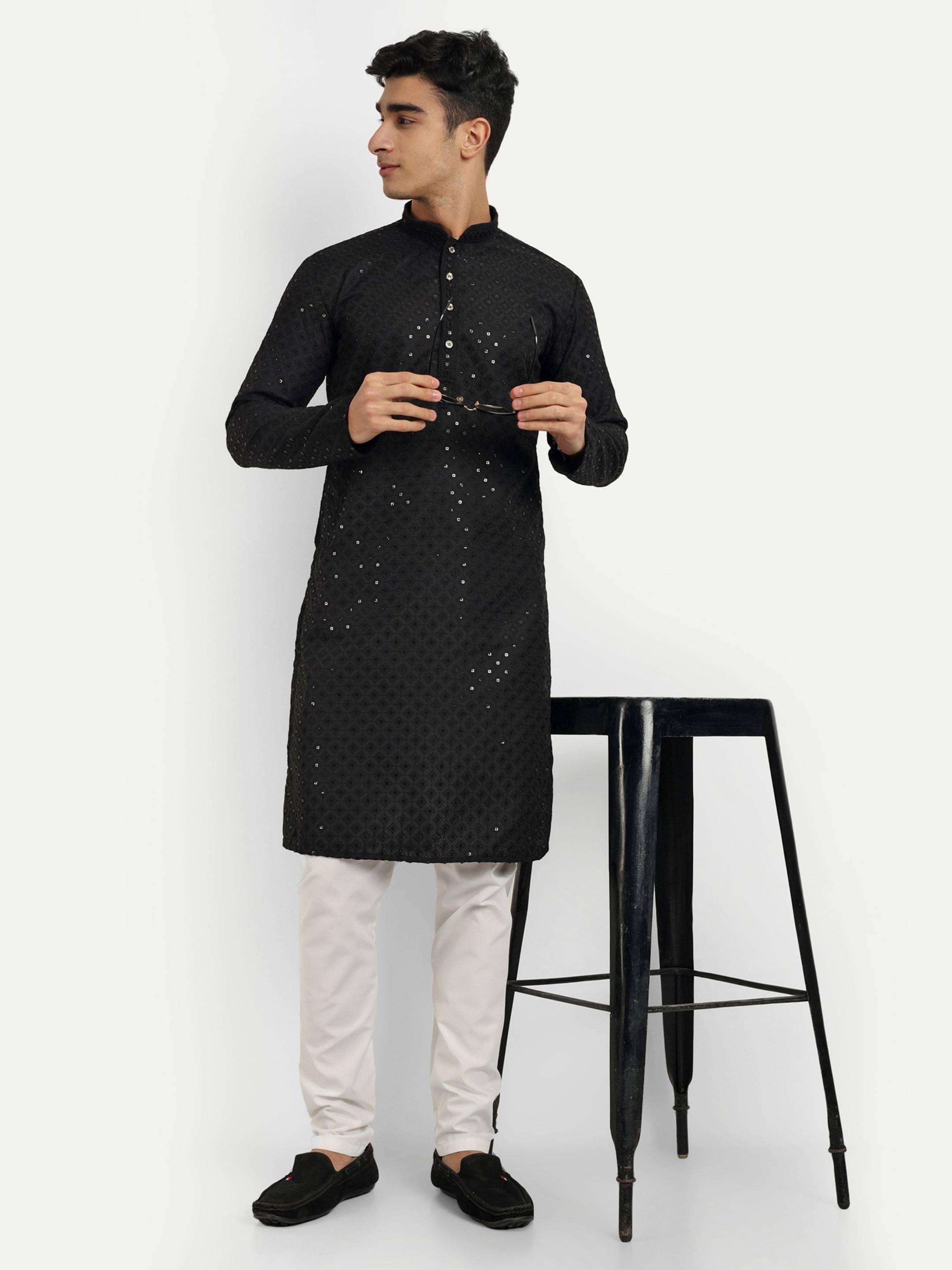 LEIPZIG FASHION Black Rayon Regular Fit Men's Kurta Pyjama Set ( Pack of 1 ) LEIPZIG FASHION Black Rayon Regular Fit Men's Kurta Pyjama Set ( Pack of 1 )