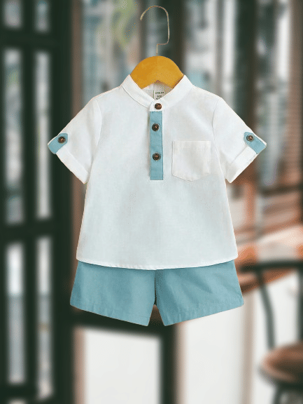 PEELOO Pack of 1 Unisex Cotton Blend Shirt & Shorts Set ( Blue ) PEELOO Pack of 1 Unisex Cotton Blend Shirt & Shorts Set ( Blue )