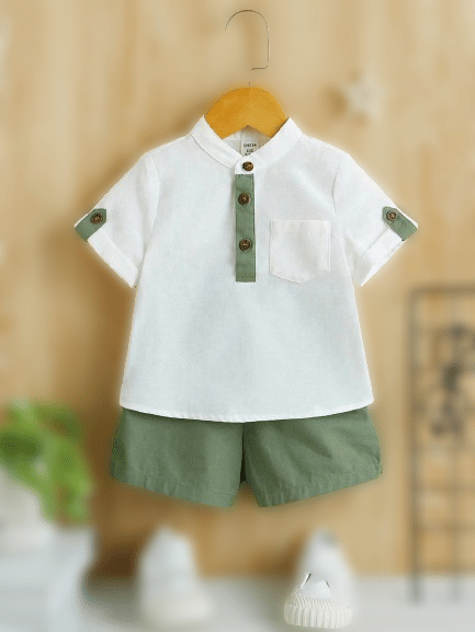     			PEELOO Pack of 1 Unisex Cotton Blend Shirt & Shorts Set ( Green )