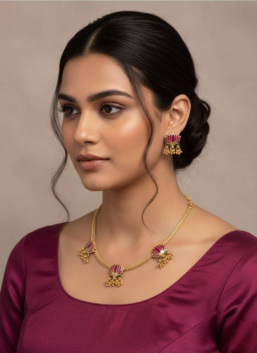    			Shivay Fashion  hub Pink Alloy Necklace Set ( Pack of 1 )