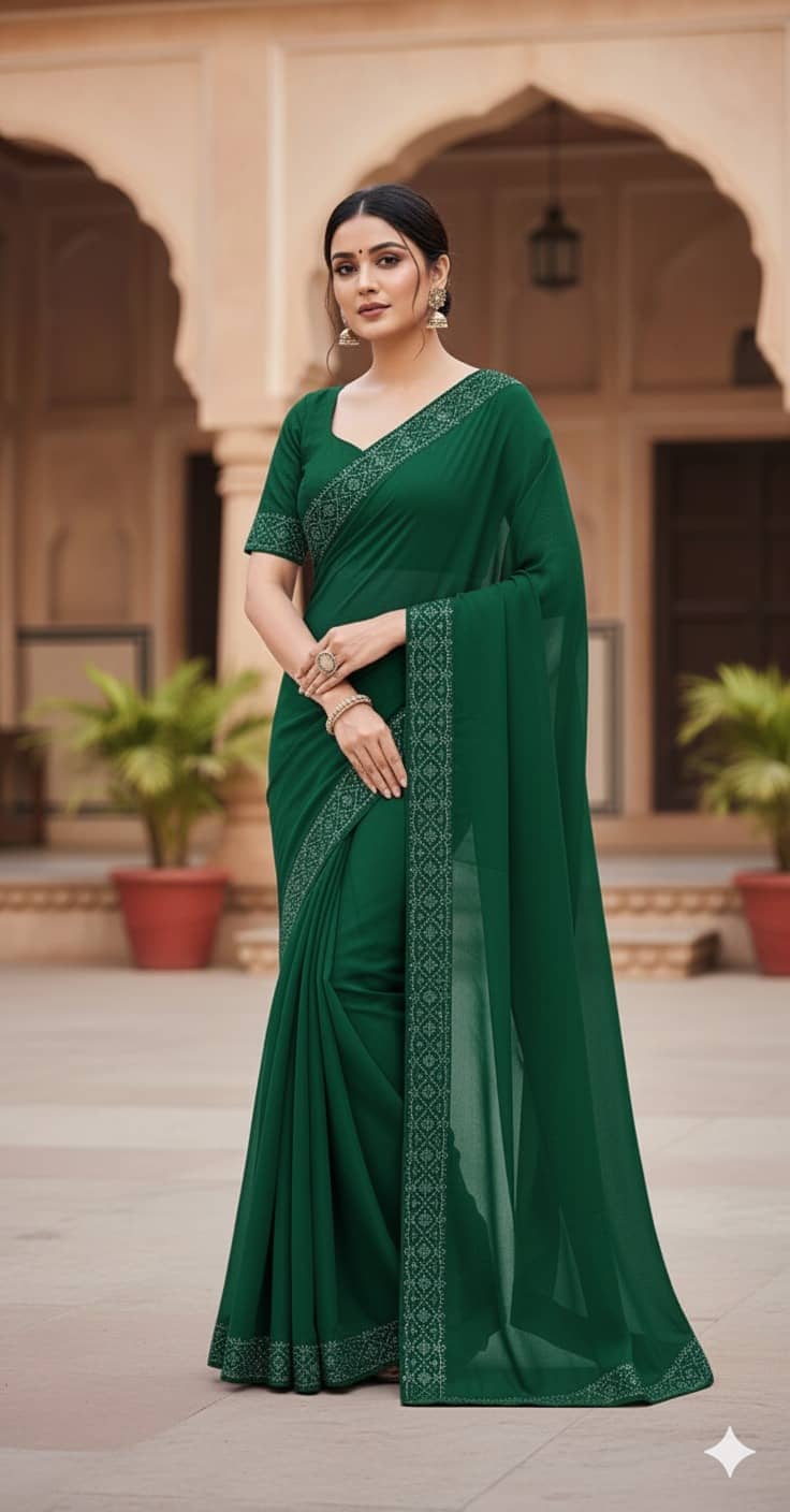 Today Deal Georgette Printed Regular Saree With Unstitched Blouse Piece ( Dark Grey ) - Sarees | Buy online on ZillyBuy