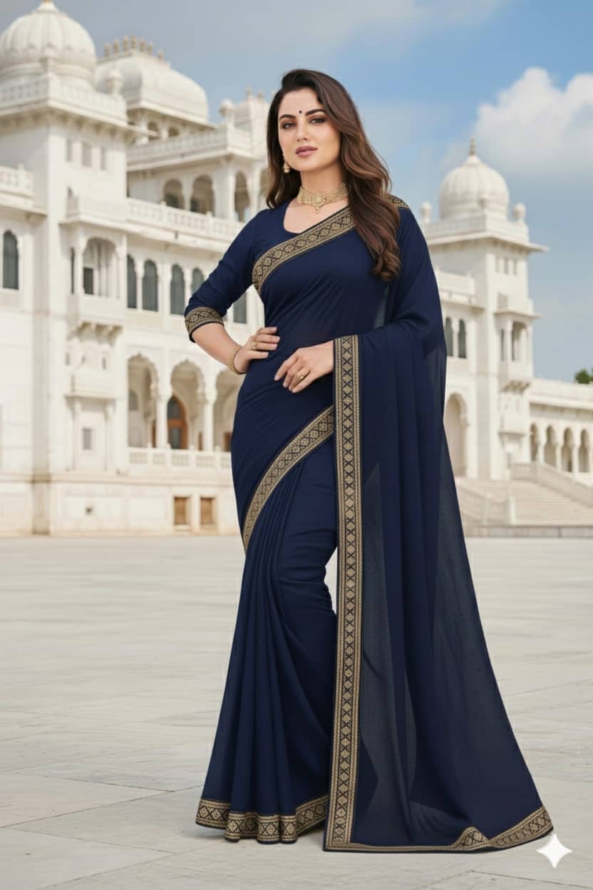 Today Deal Lycra Printed Regular Saree With Unstitched Blouse Piece ( LightBLue ) - Sarees | Buy online on ZillyBuy