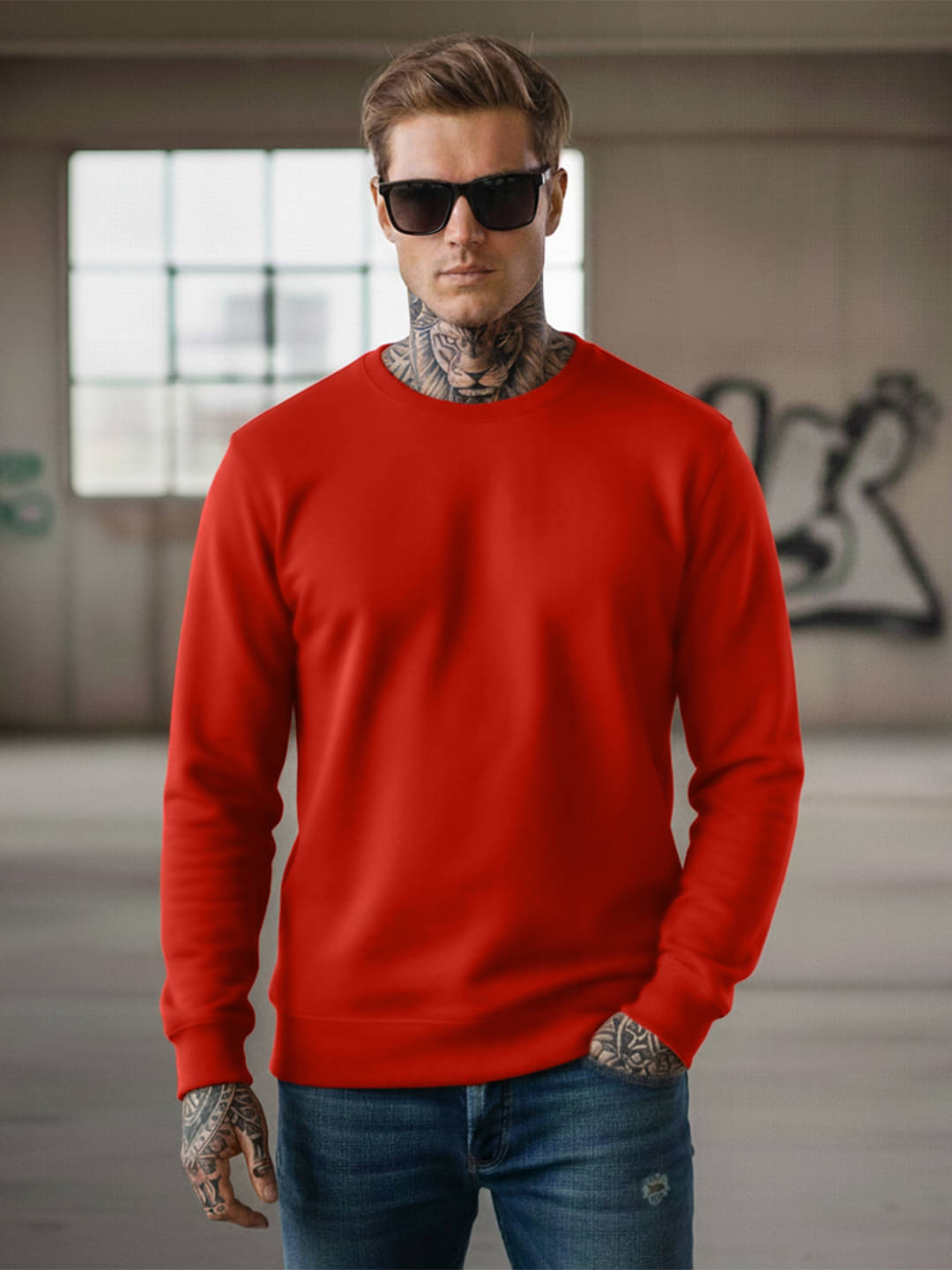    			Leotude Fleece Round Neck Men's Sweatshirt - Red ( Pack of 1 )