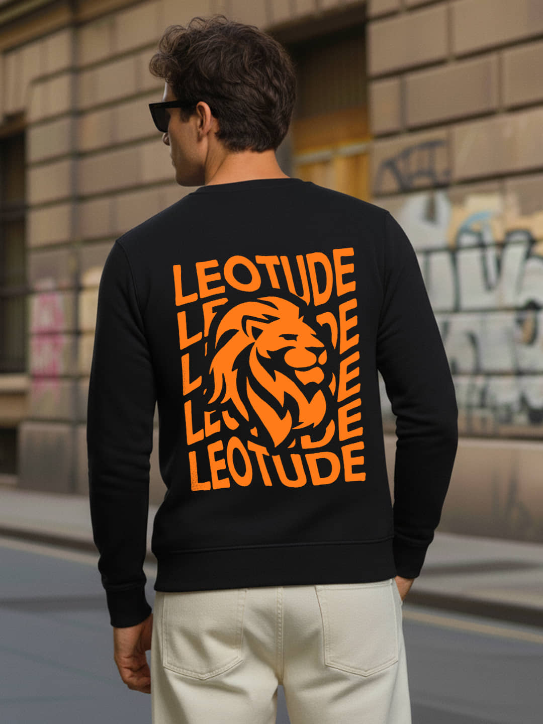 Leotude Fleece Round Neck Men's Sweatshirt - Black ( Pack of 1 )