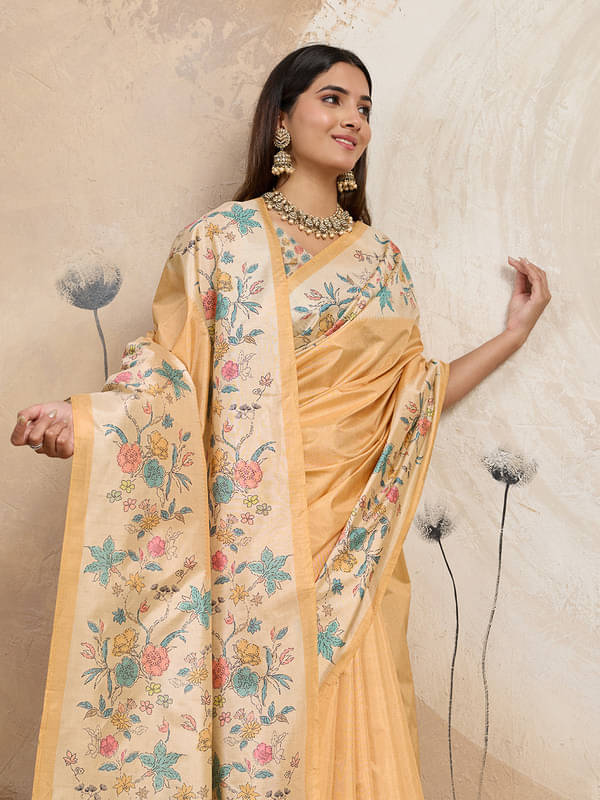 Niwaa Silk Blend Woven Design Banarasi saree With Unstitched Blouse Piece ( Mustard ) Niwaa Silk Blend Woven Design Banarasi saree With Unstitched Blouse Piece ( Mustard )