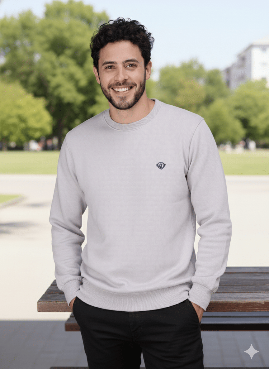 SHREYNKA Cotton Blend Round Neck Men's Sweatshirt - Light Grey ( Pack of 1 ) SHREYNKA Cotton Blend Round Neck Men's Sweatshirt - Light Grey ( Pack of 1 )