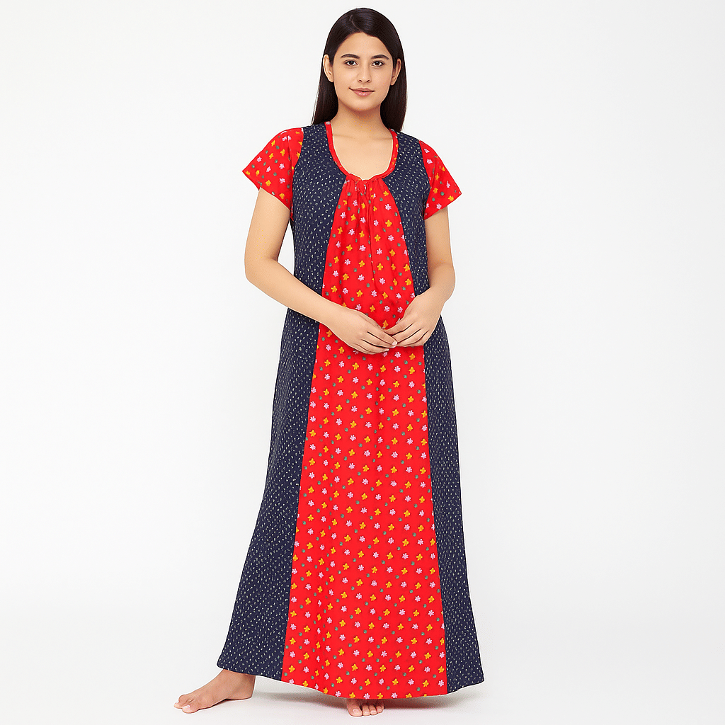     			SUMARABI Cotton Printed Women Regular Nighty ( Red )