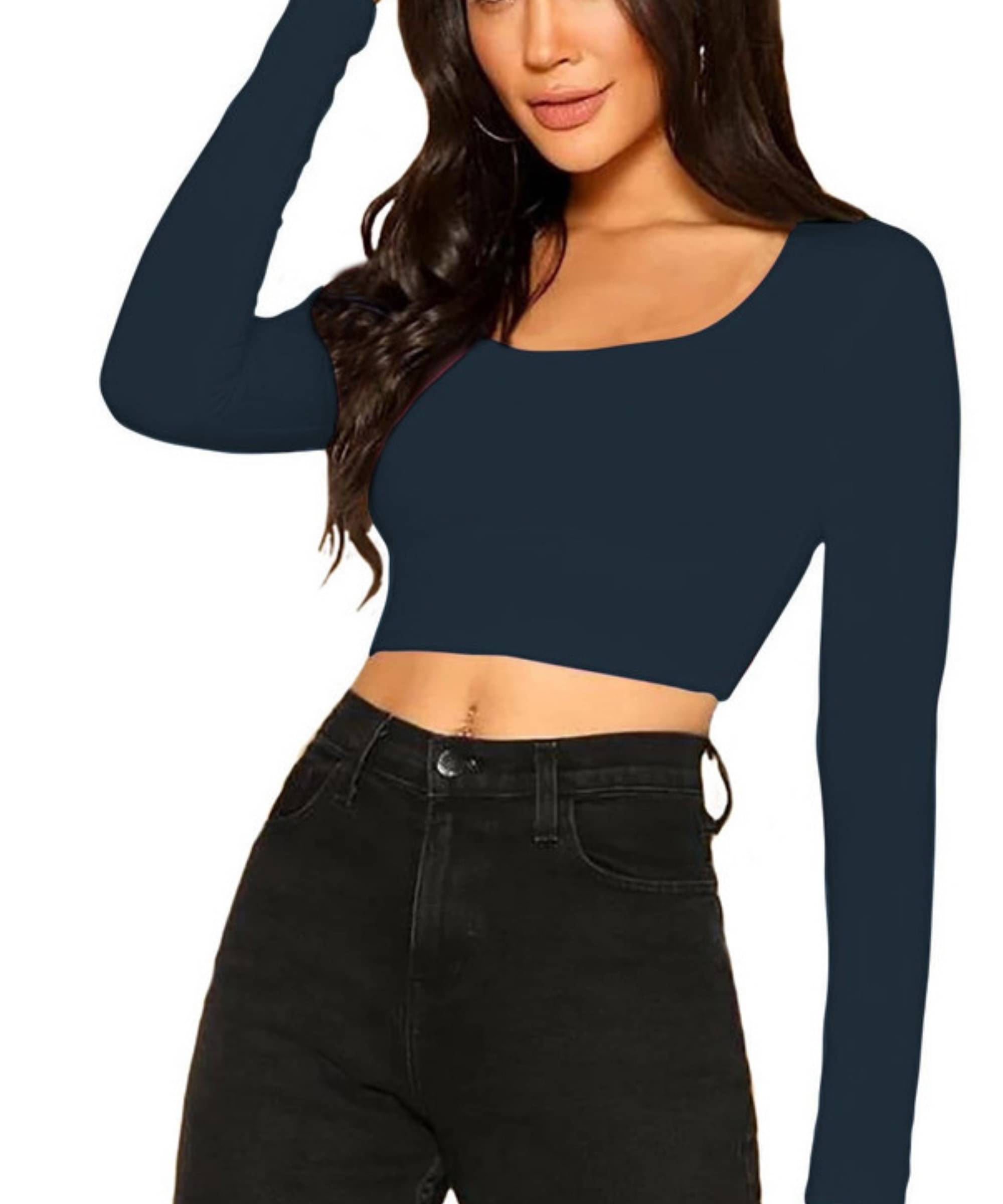     			THE BLAZZE Women's Cotton Crop Top ( Blue )