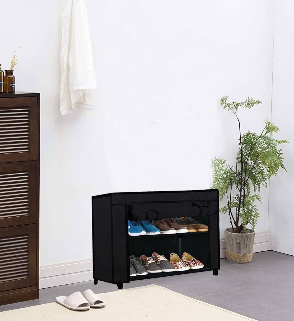     			2 Layer Black ShoeSmart Adjustable Expandable Shoe Shelf.