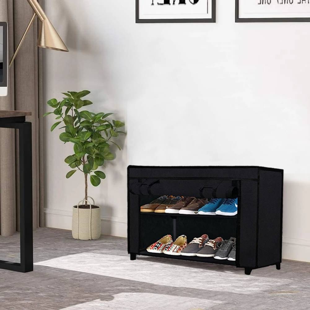     			2 Layer Black perfect Homes Studio Metal Shoe Stand