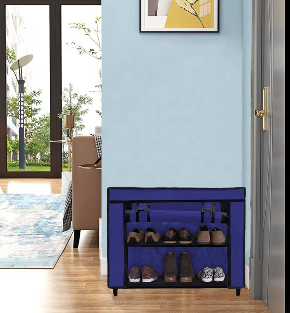     			2-Layer Blue Shoe Organizer – Sturdy & Dust-Proof