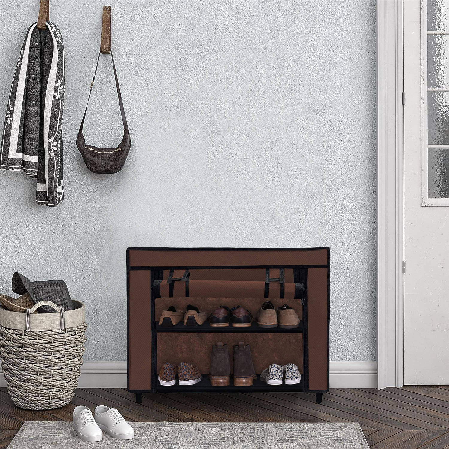     			2-Layer Brown Shoe Organizer – Sturdy & Dust-Proof