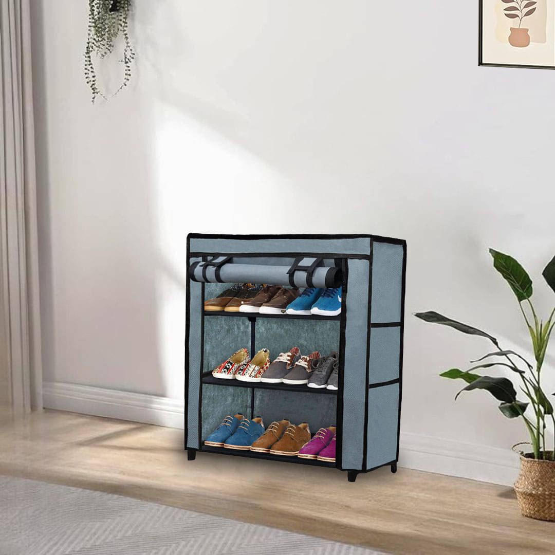     			3-Layer Carbon Steel Grey Shoe Rack With Non Woven Cover