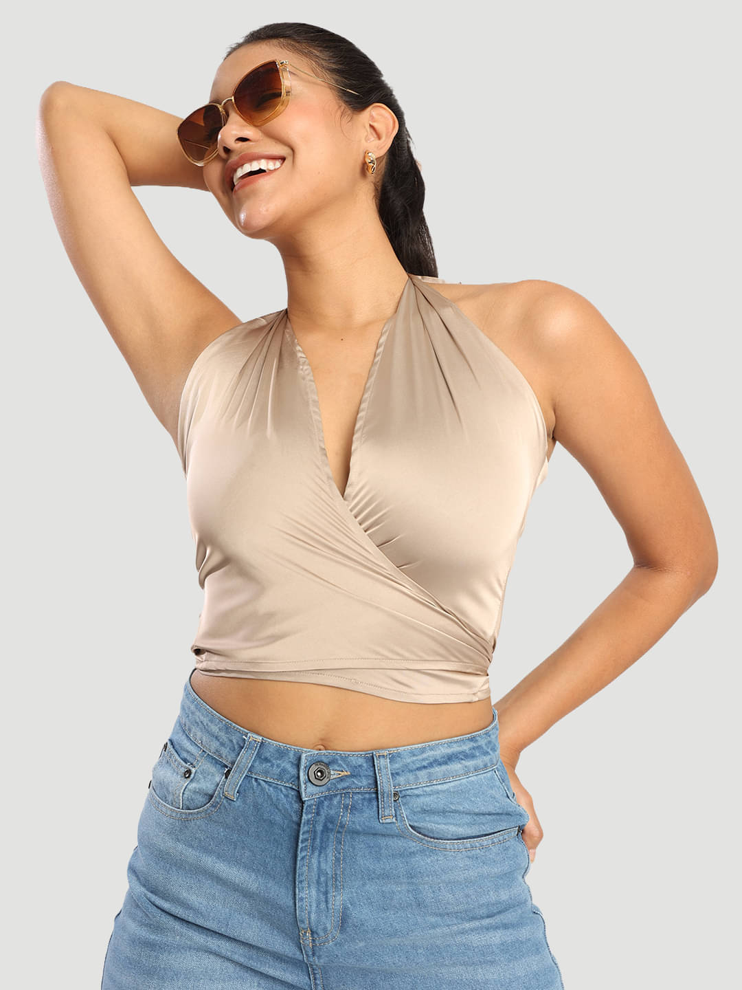 Bene Kleed Women's Polyester A-Line Top ( Beige ) Bene Kleed Women's Polyester A-Line Top ( Beige )