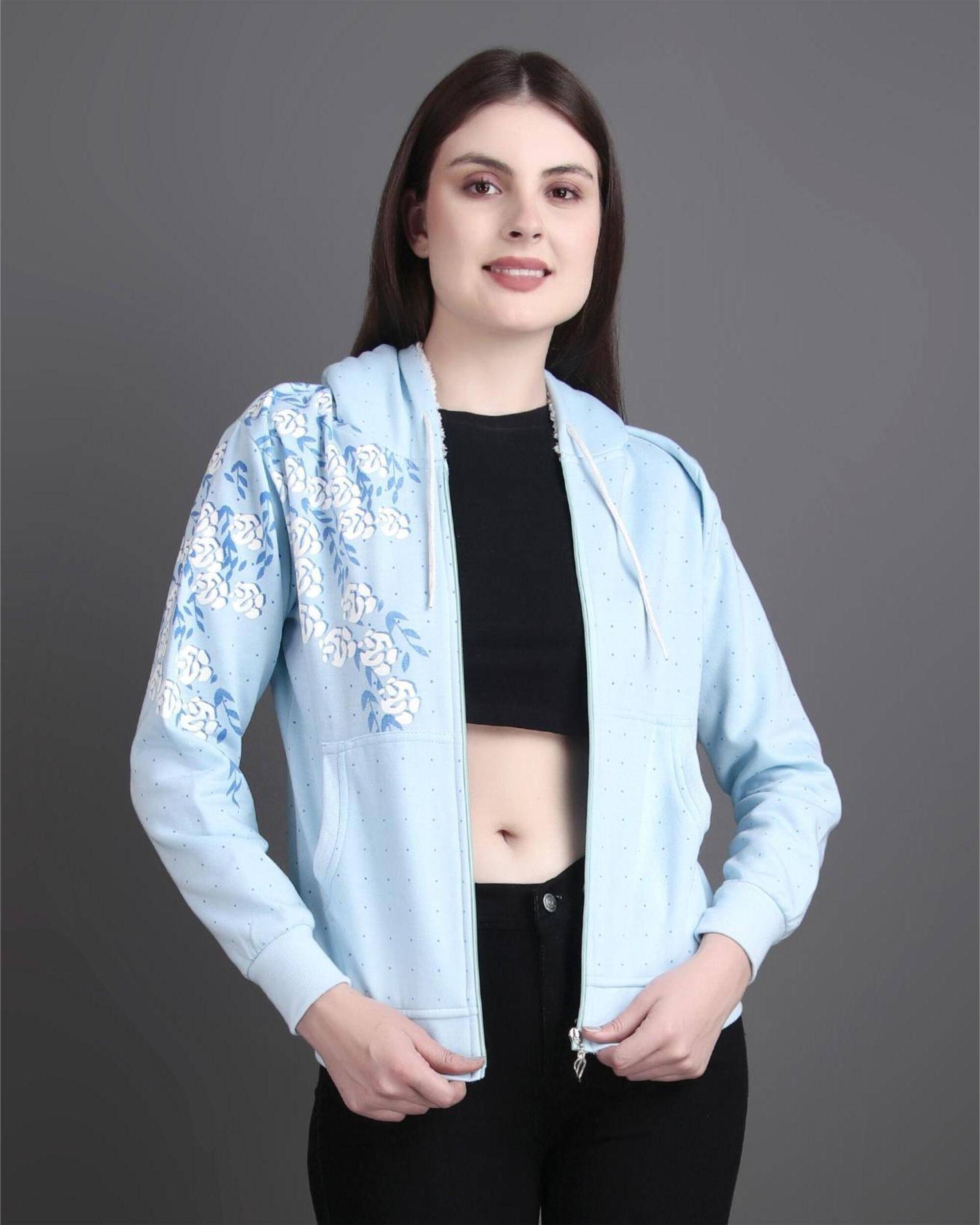 City Fashion Women Fleece Hooded Sweatshirt For Heavy Winters ( Light Blue ) City Fashion Women Fleece Hooded Sweatshirt For Heavy Winters ( Light Blue )