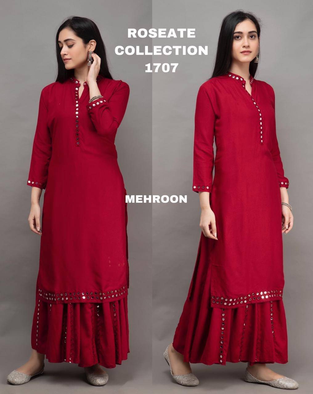     			HELWIN DESIGNER Women Rayon Solid Straight Kurti With Pants ( Red )