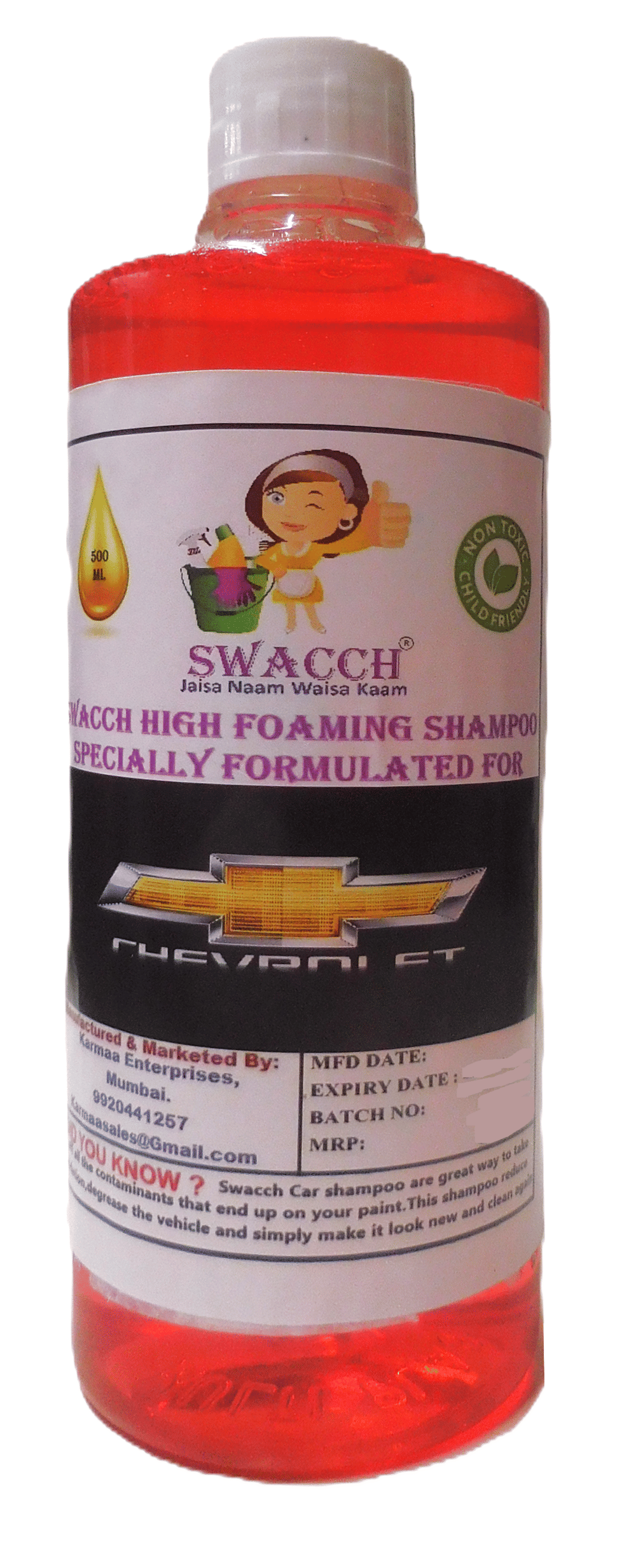 High Foaming Car Shampoo For CHEVROLET I Non-Toxic Formula I Ph Balanced I Super Saver Pack I Premium Wax Formulation I Glossy & Shine I 500ml High Foaming Car Shampoo For CHEVROLET I Non-Toxic Formula I Ph Balanced I Super Saver Pack I Premium Wax Formulation I Glossy & Shine I 500ml