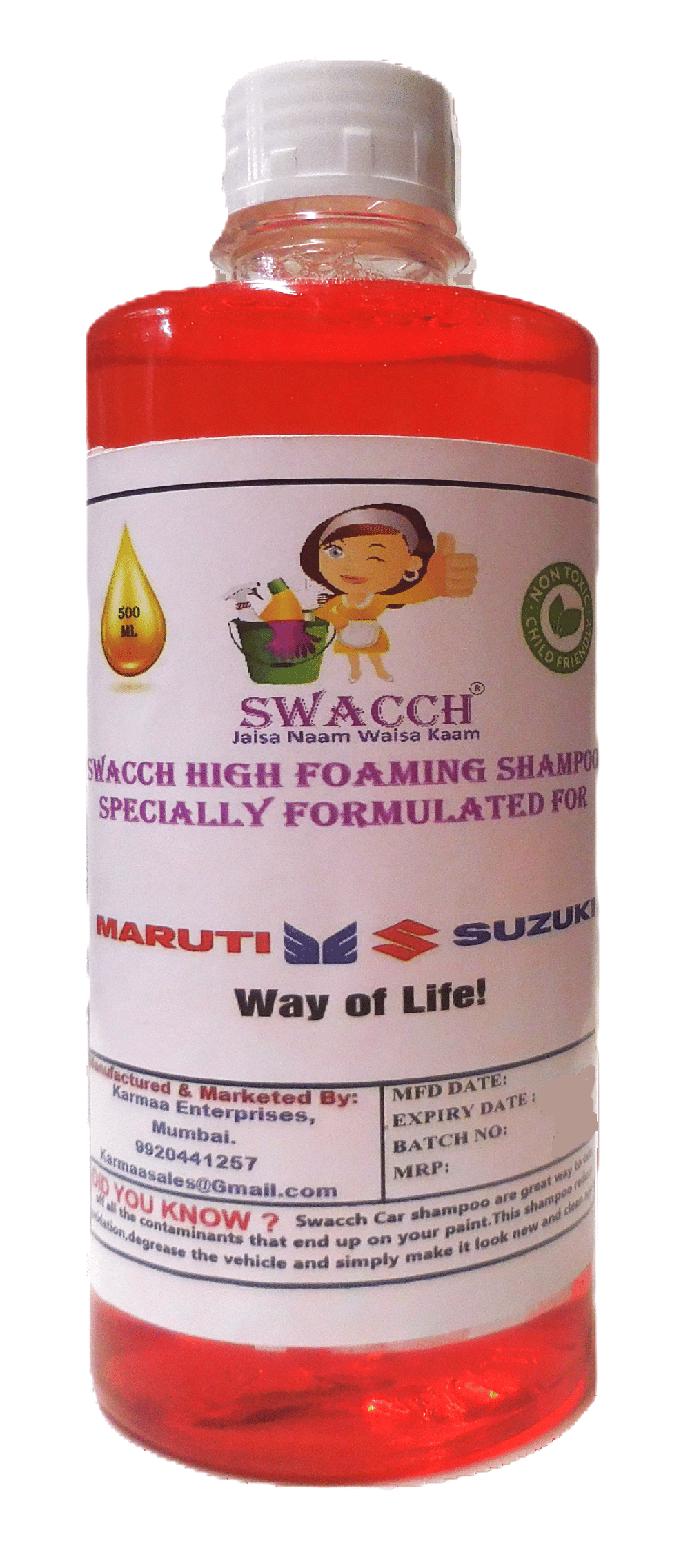 High Foaming Car Shampoo For MARUTI SUZUKI , Non-Toxic Formula I Ph Balanced I Super Saver Pack I Premium Wax Formulation I Glossy & Shine I 500ml High Foaming Car Shampoo For MARUTI SUZUKI , Non-Toxic Formula I Ph Balanced I Super Saver Pack I Premium Wax Formulation I Glossy & Shine I 500ml