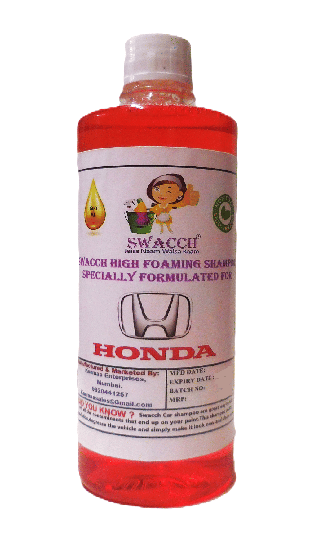 High Foaming Car Shampoo For HONDA I Non-Toxic Formula I Ph Balanced I Super Saver Pack I Premium Wax Formulation I Glossy & Shine I 500ml High Foaming Car Shampoo For HONDA I Non-Toxic Formula I Ph Balanced I Super Saver Pack I Premium Wax Formulation I Glossy & Shine I 500ml