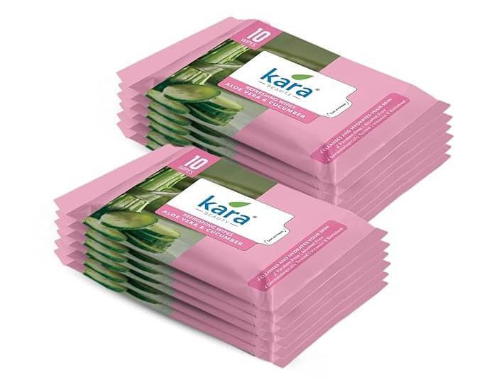Kara Aloe Vera & Cucumber Facial Wet Wipes Wet Wipes ( 120 Pcs ) Pack of 12 Kara Aloe Vera & Cucumber Facial Wet Wipes Wet Wipes ( 120 Pcs ) Pack of 12