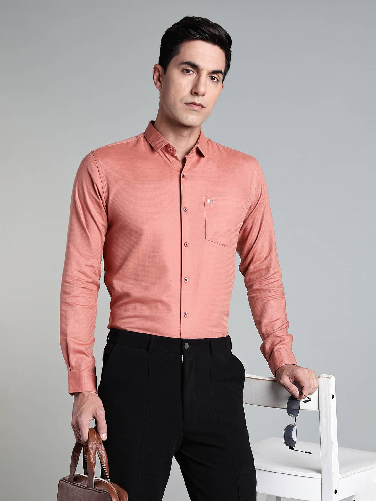 Kuons Avenue Cotton Regular Fit Full Sleeves Men's Formal Shirt - Orange ( Pack of 1 ) Kuons Avenue Cotton Regular Fit Full Sleeves Men's Formal Shirt - Orange ( Pack of 1 )