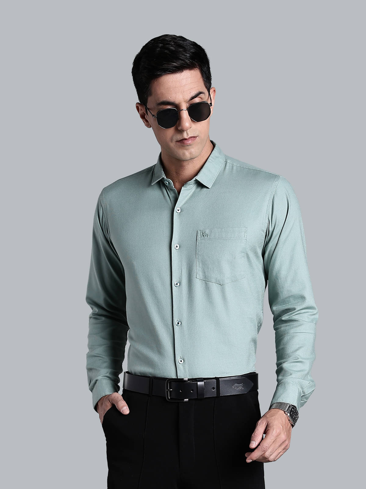 Kuons Avenue Cotton Regular Fit Full Sleeves Men's Formal Shirt - Green ( Pack of 1 ) Kuons Avenue Cotton Regular Fit Full Sleeves Men's Formal Shirt - Green ( Pack of 1 )