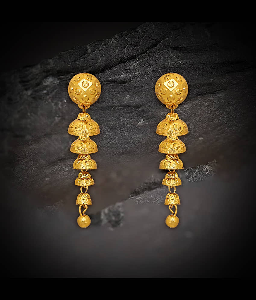 LUV FASHION Golden Jhumki Earrings ( Pack of 1 ) - Earrings | Buy online on ZillyBuy