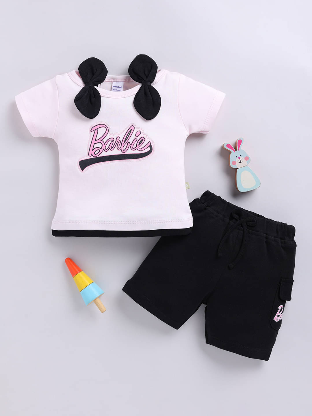     			Mom's Love Graphic Printed Pure Cotton Sets & Suits For Infant Girls (Pink, Pack Of 1)