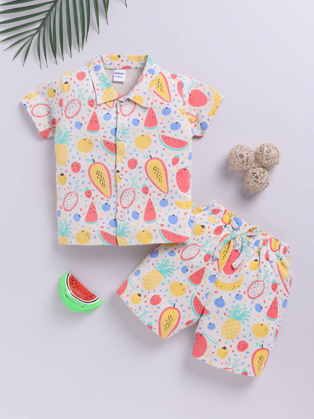     			Mom's Love Graphic Printed Pure Cotton Sets & Suits For Infant Boys (Beige, Pack Of 1)